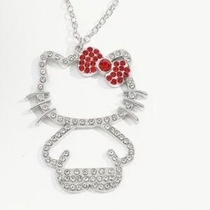 Huge 🔥🔥🔥Oversized Hello Kitty Silver and Red Crystal Pendant Necklace